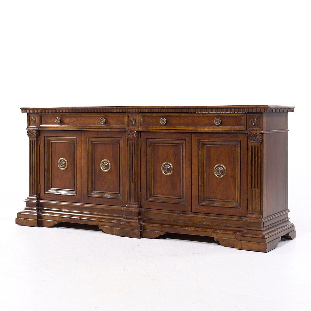 Baker Louis XVI Style Walnut and Brass Buffet