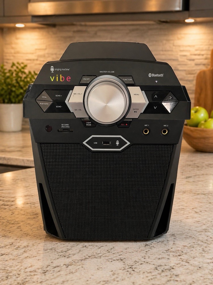 The Singing Machine Vibe Bluetooth Karaoke System w/ Mic, Echo, USB/SD, Black