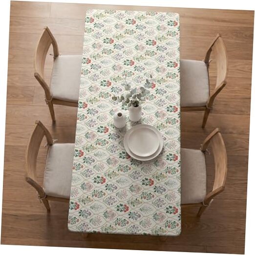 Spring Fitted Tablecloth 72 x 30 Inch 72" x 30" (Rectangular) Beige