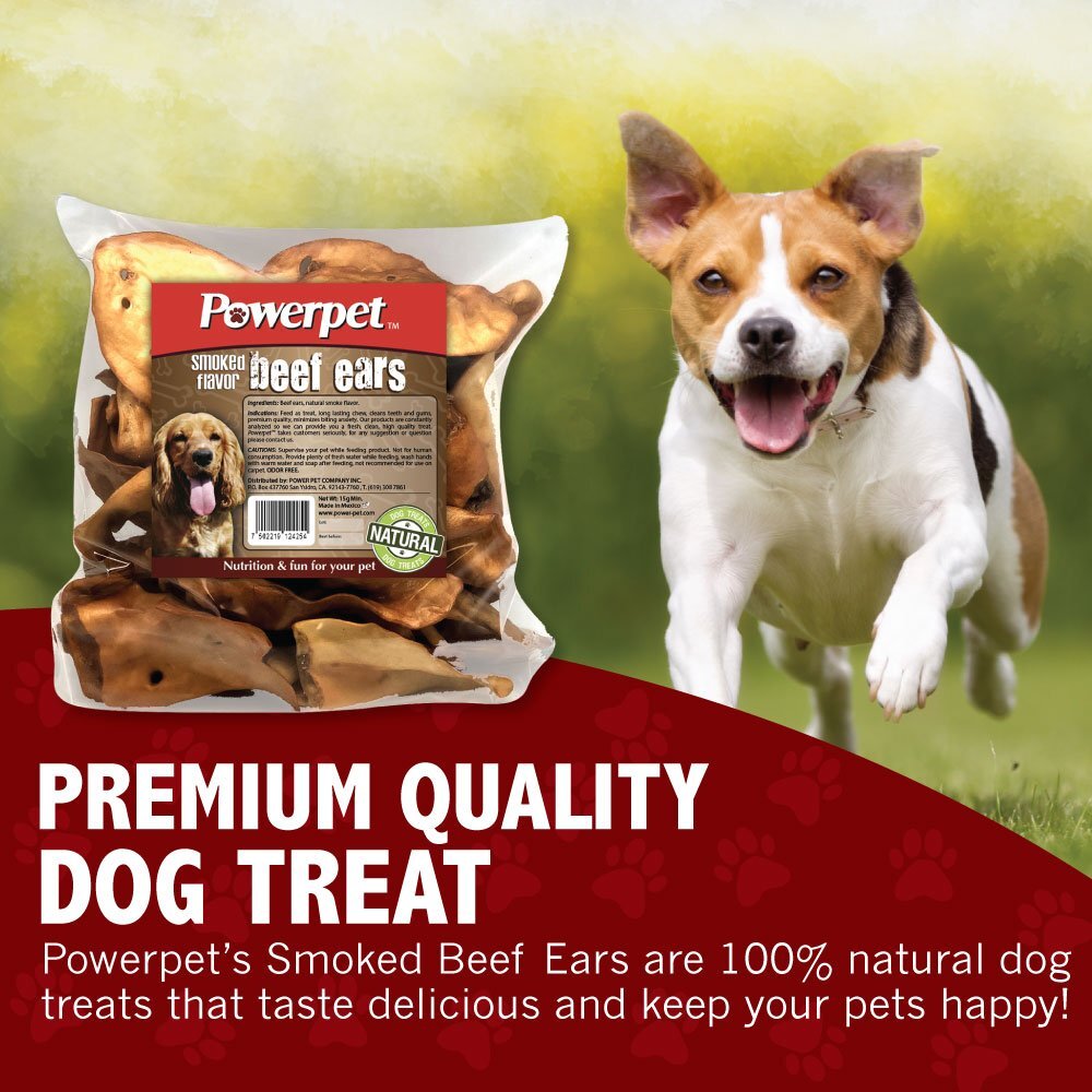 All Natural Beef Cow Ears DOG Treats in bulk SMOKED Flavor