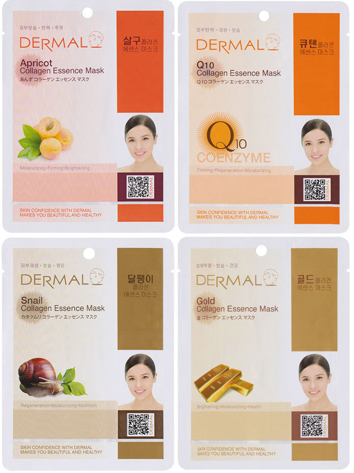 Dermal Korea Collagen Essence Full Face Facial Mask Sheet (24 Combo Pack) New