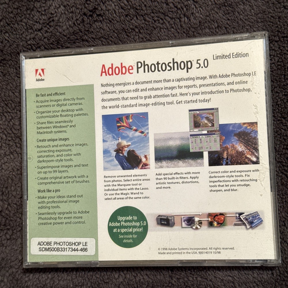 Adobe Photoshop 5.0 CD 1998 Limited Edition - EUC