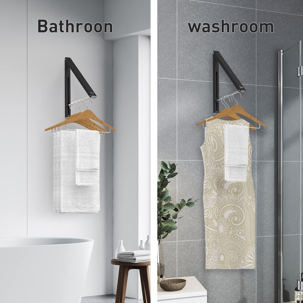 Compact Folding Drying Rack - Wall-Mounted Aluminum for Easy Space Saving