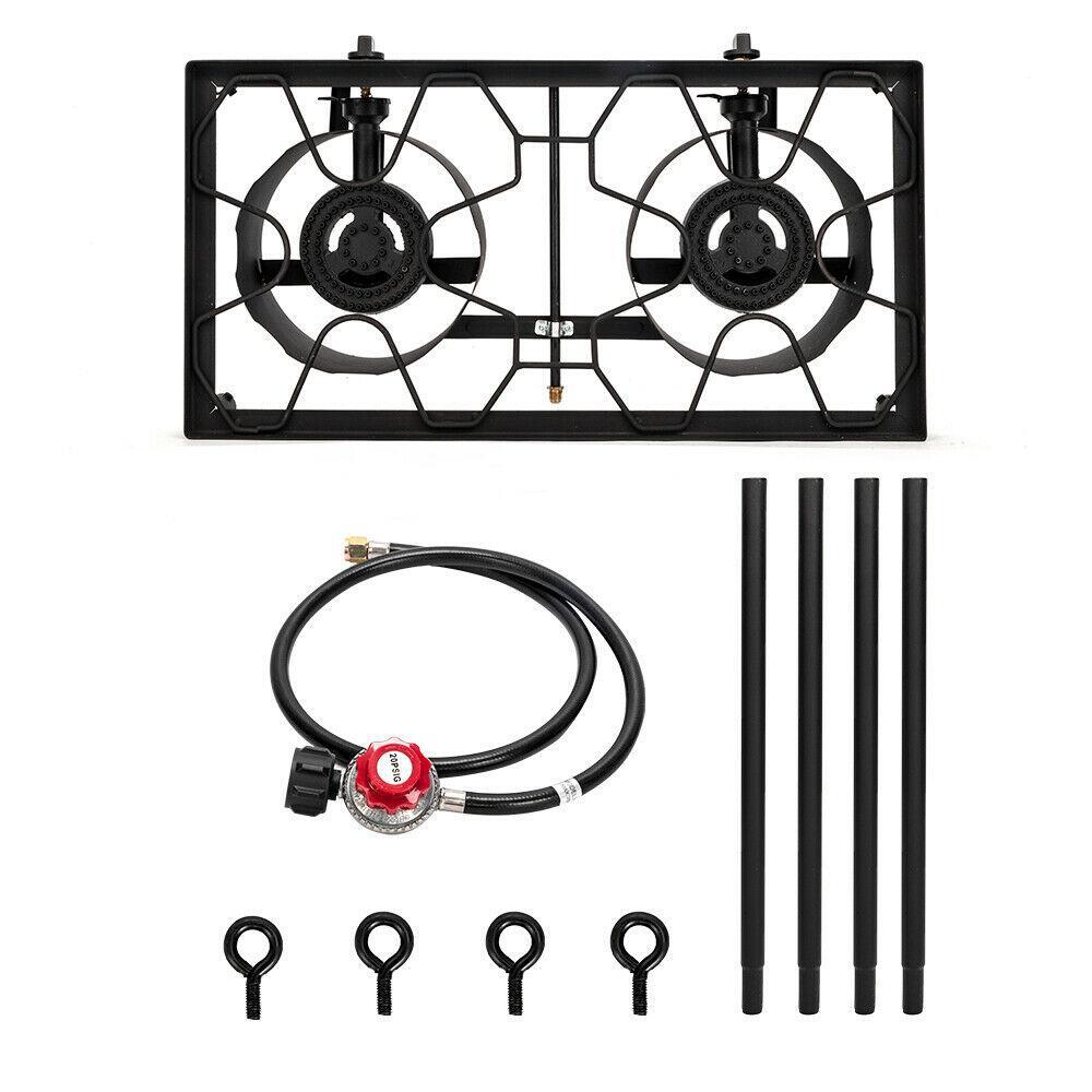 Propane 150000 BTU Double 2 Burner Gas Cooker Stand Stove Outdoor BBQ Grill