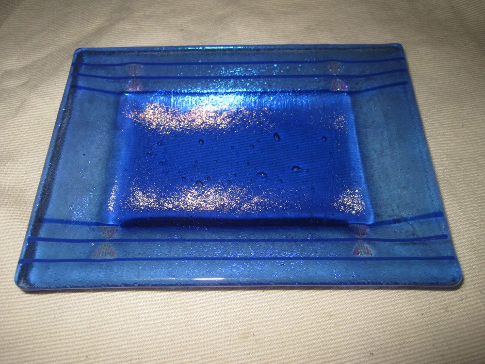 GlassRoots Iridescent 4 1/2" x  5 3/8" Rectangular Tray / Change Dish Signed