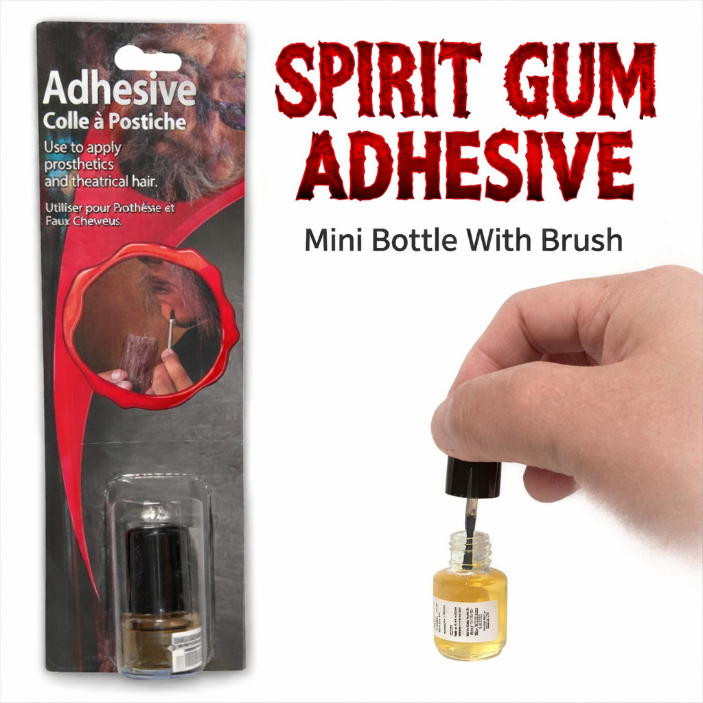 SPIRIT GUM ADHESIVE Theater Makeup Small Bottle Brush Stick On Glue Nose Or Hair