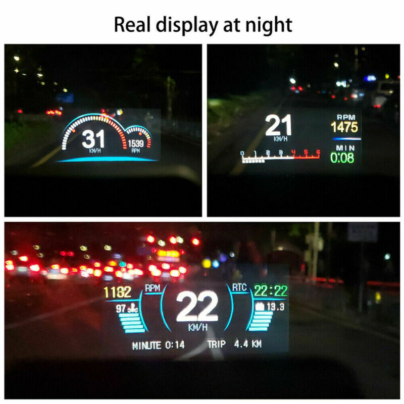 Car HUD Head Up Display OBD GPS Mirror Projector Speedometer OIT Voltage Alarm