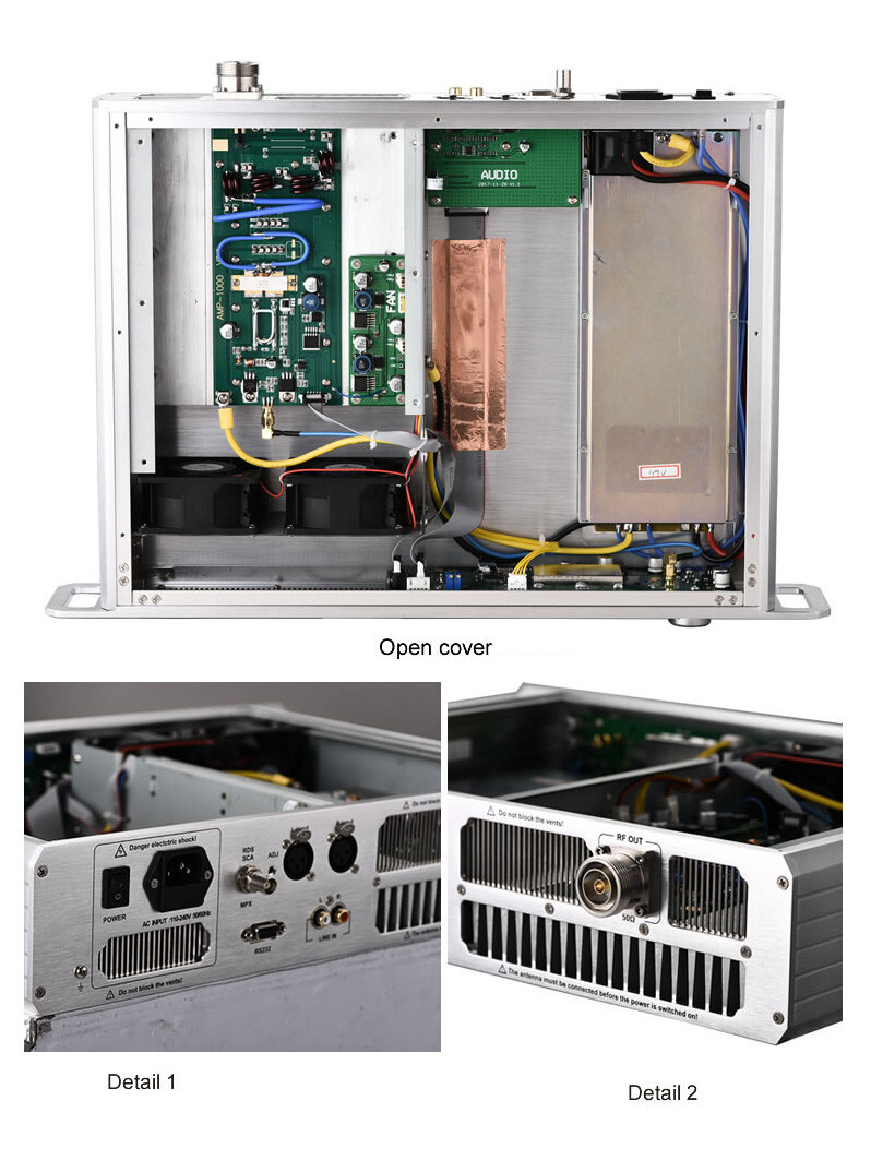 1000W Professional FM transmitter stereo broadcast adjustable +Antenna 1kw