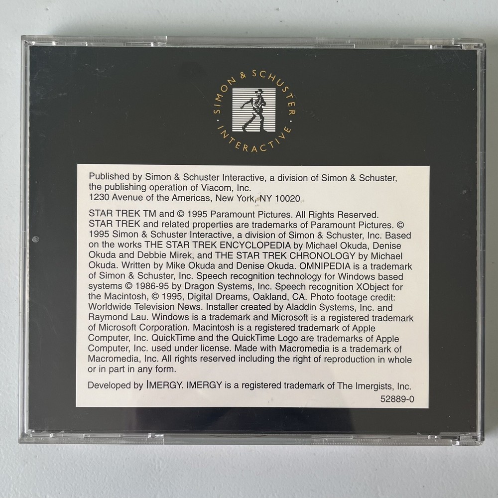 Star Trek Omnipedia Software For Windows CD-ROM 1995 Simon & Schuster