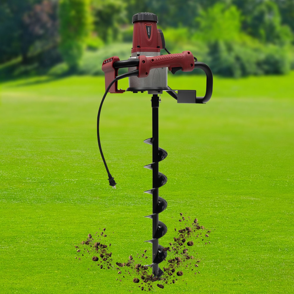 1.6HP Electric Post Hole Digger with 2 Drill Bits & Adjustable Speed