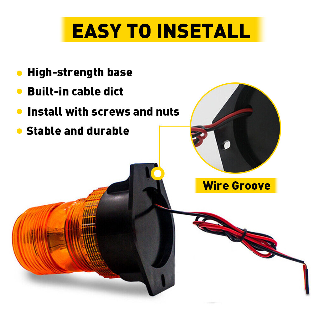 30LED Amber Strobe Rotating Light Rooftop Flash Beacon Warning Emergency 12V-24V