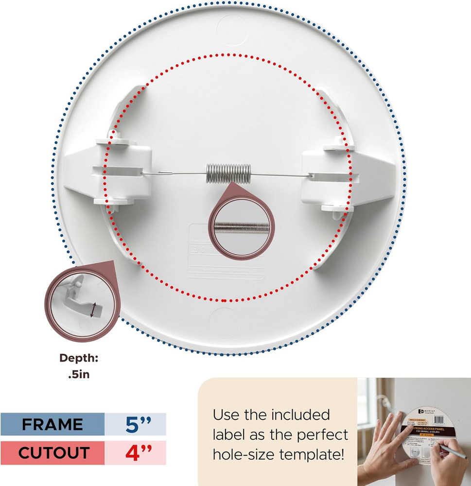 round Spring Access Panel 5X5 Inch for Ceiling & Drywall, Heavy-Duty Durable ABS