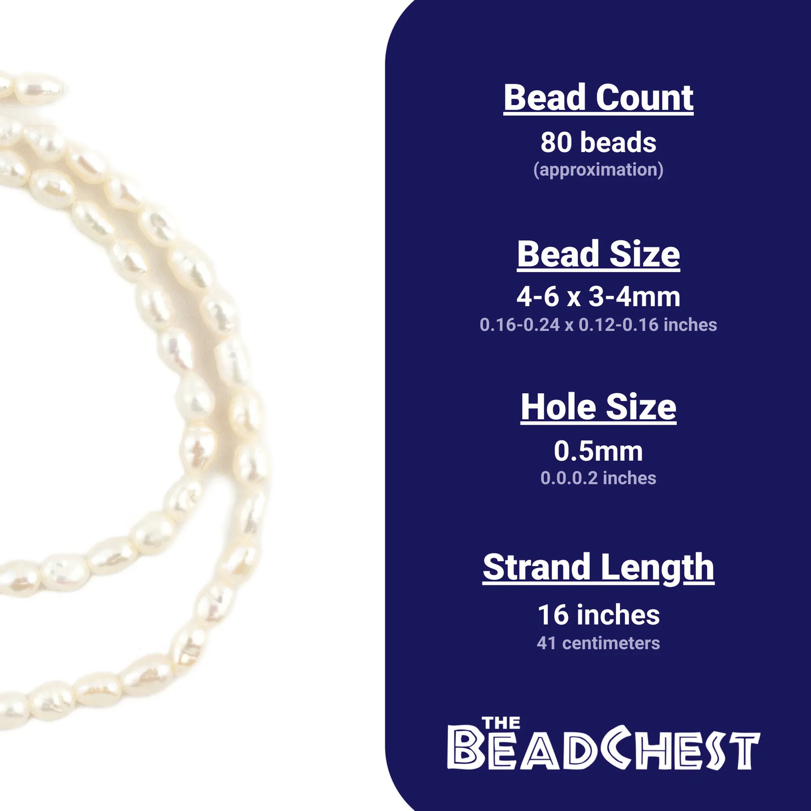 Textured White Vintage Japanese Rice Pearl Beads 3-4mm Oval 16 Inch Strand