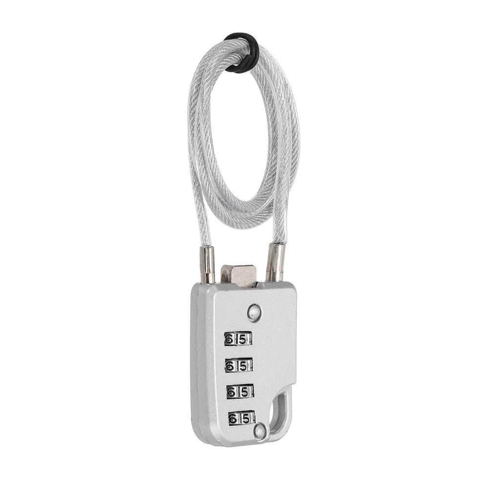 1-Pack Combination Padlock, 4 Digit 20 in Cable Luggage Lock [Silver Grey]