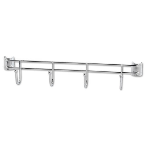 Alera Hook Bars For Wire Shelving, Four Hooks, 18" Deep, Silver, 2 Bars/Pack