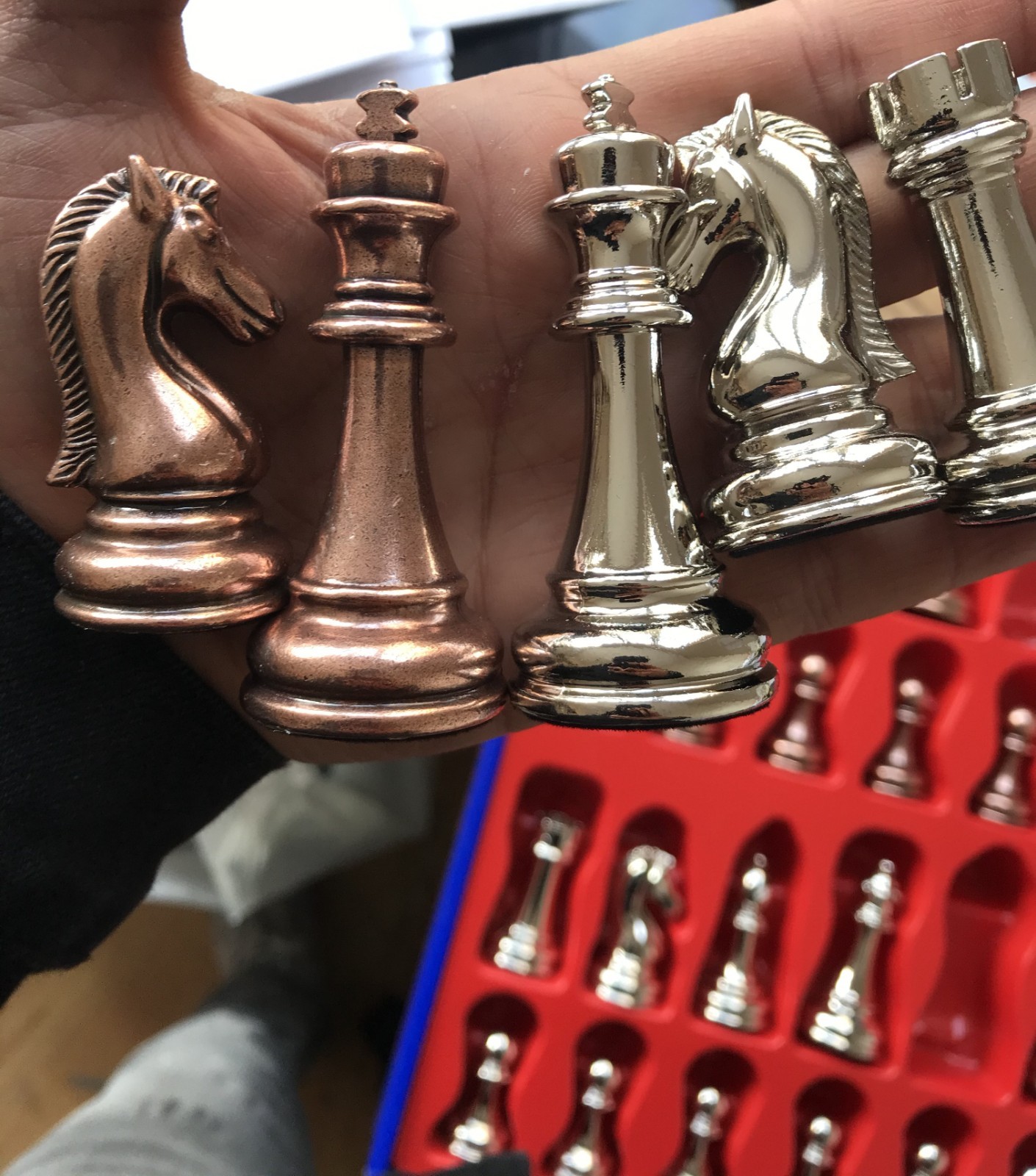 Luxury Chess Set with Storage 14.5" Marble & Wood Board Handmade Christmas Gifts