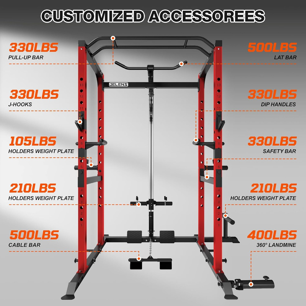 S21 Power Cage, Multi-Function Power Rack with Adjustable Cable Crossover System