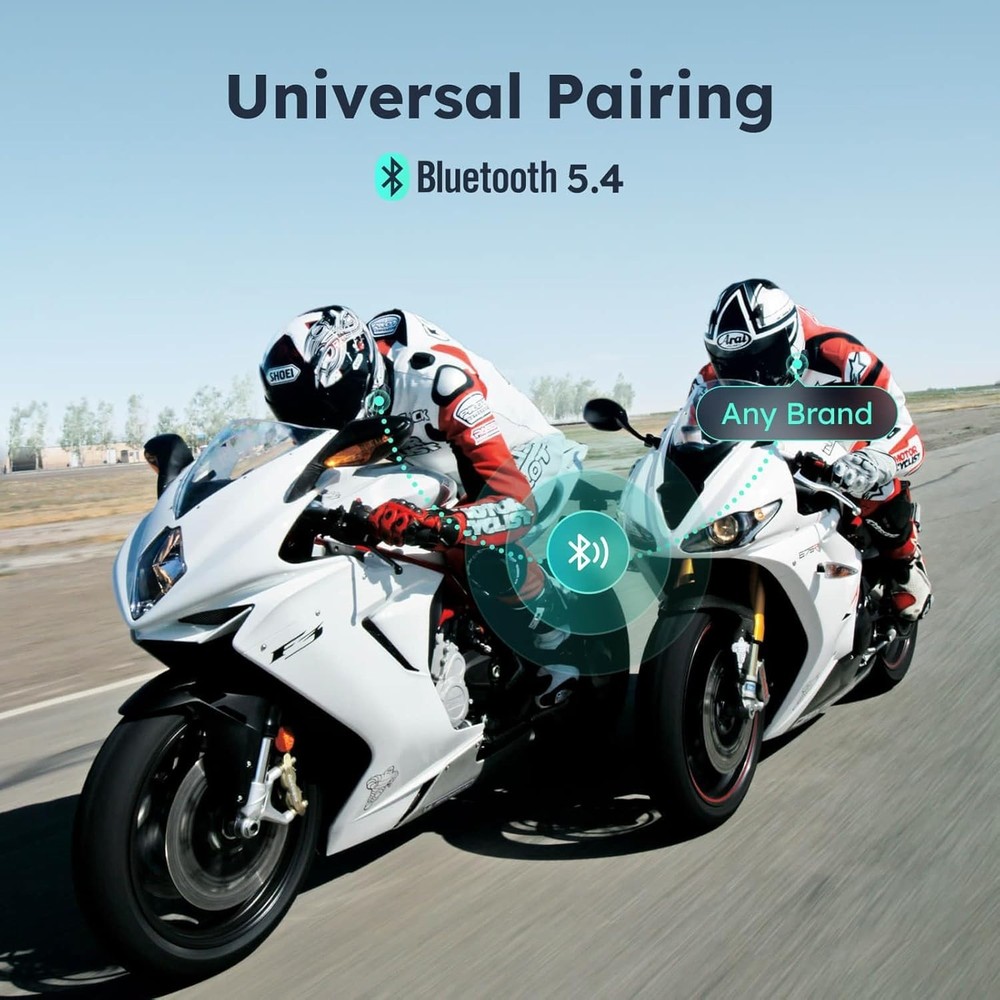 S1 Motorcycle Bluetooth Headset with Smart Voice Control, Mesh Helmet Communi...