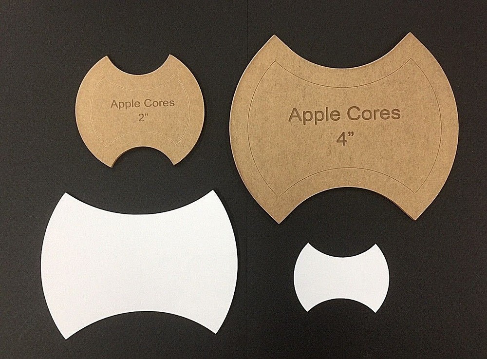 200 Apple Core Paper Piecing Papers Plus One Template for Fabric Cut