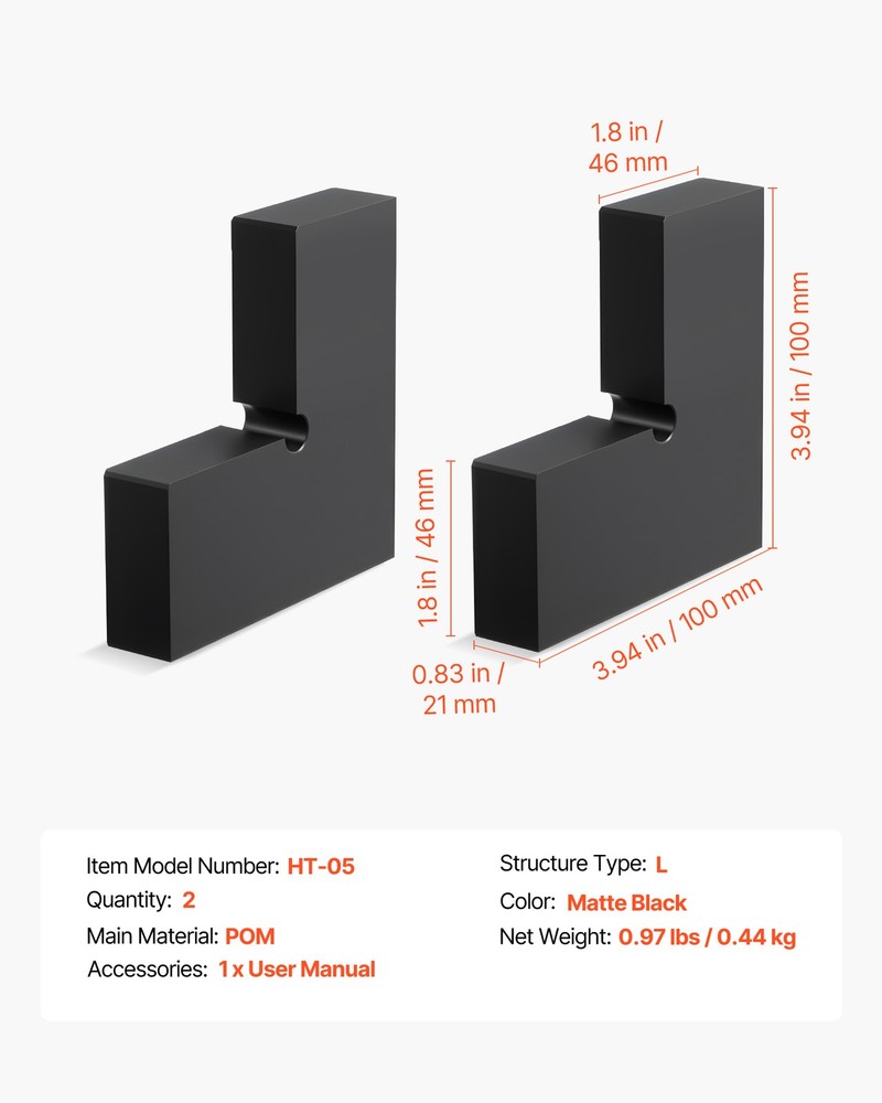 VEVOR 2 Pack Corner Connectors for Handrail Extension for Cable Railing POM