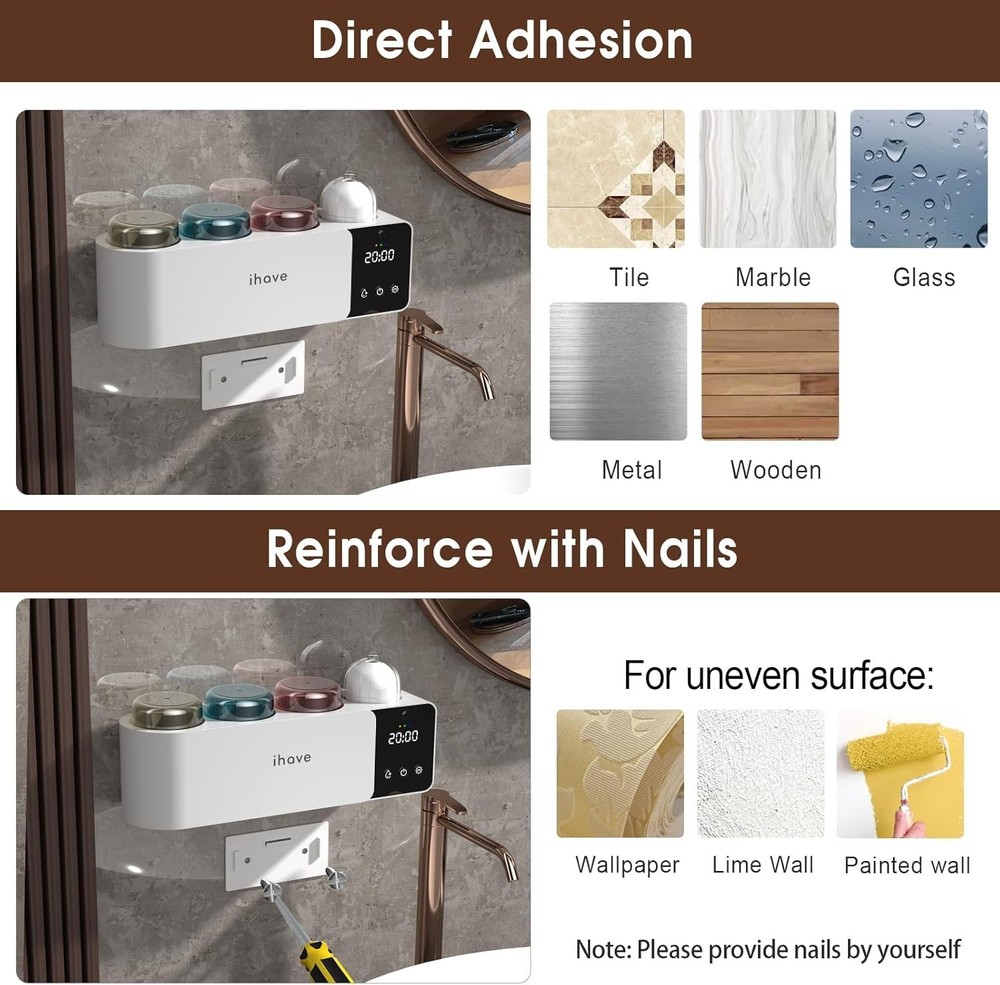 UV Toothbrush Sanitizer & Holder with Aromatherapy Diffuser