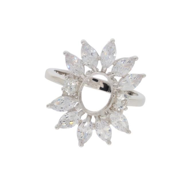 Sterling Silver Semi Mount Ring Setting Oval OV 9x7mm
