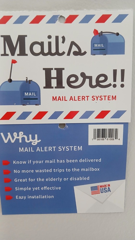 Mail's Here!! Mailbox Flag Alert System, Easy Install, Plastic & Metal Kit