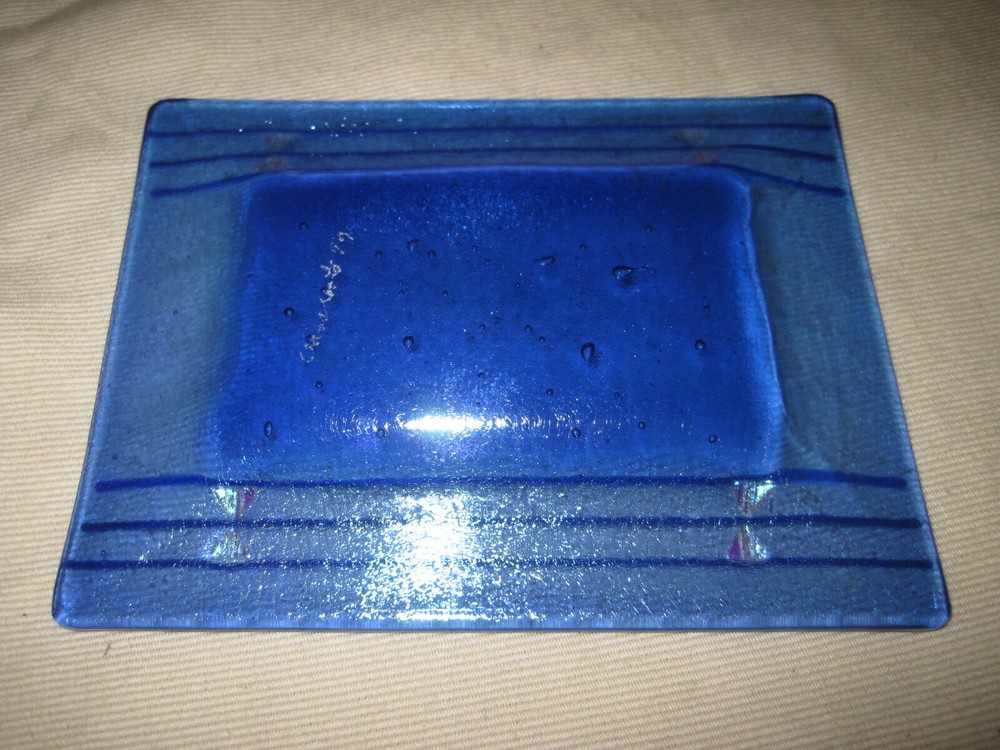 GlassRoots Iridescent 4 1/2" x 5 3/8" Rectangular Tray / Change Dish Signed