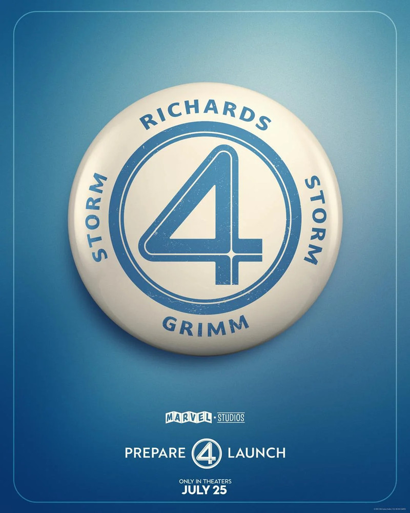 Fantastic Four: First Steps 2" button from movie poster 2025