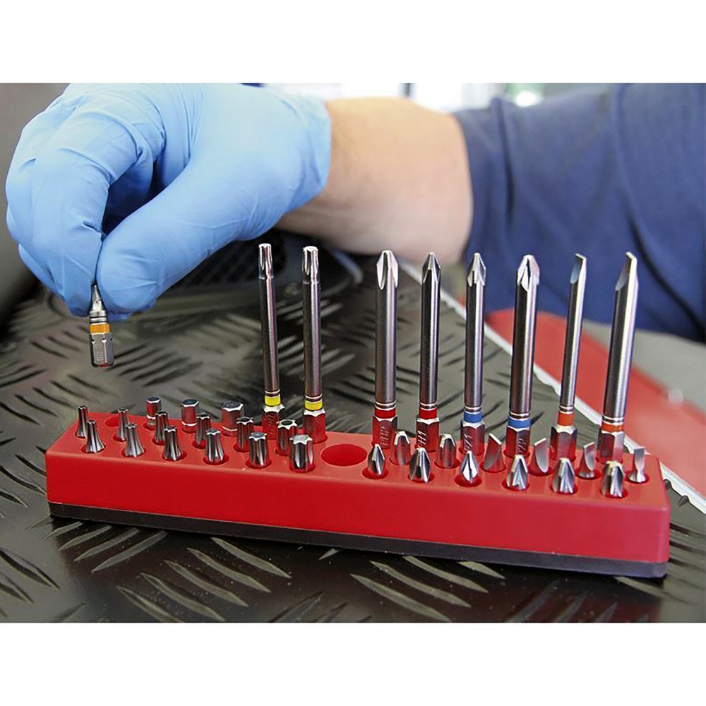 Sealey Magnetic Bit Holder 1/4" Hex Screwdriver Bits Drill Storage Rail 36