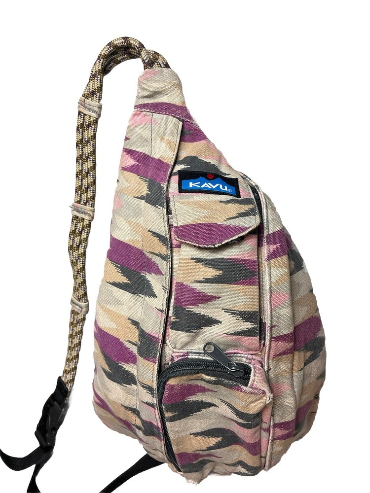 KAVU Rope Sling Bag Beige Geometric Western Native Pattern