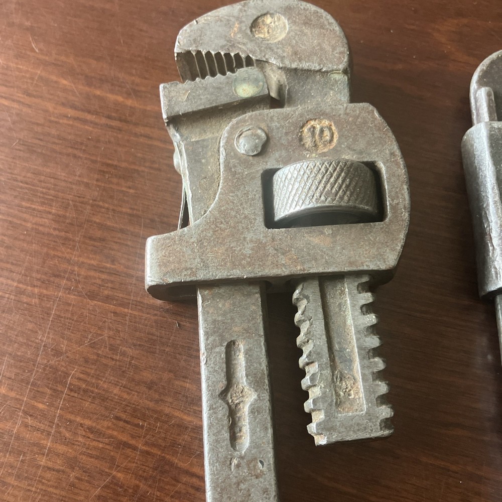 Antique 9 Auto and Stillson Pipe Wrenches