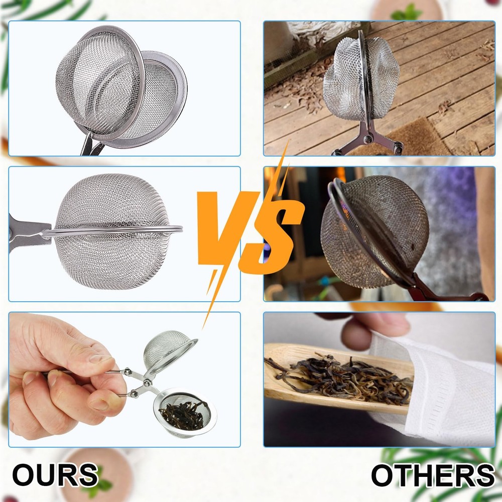 Tea Strainers for Loose Tea, 4 Pack Tea Infuser with Handle Fine Mesh Tea Bal...