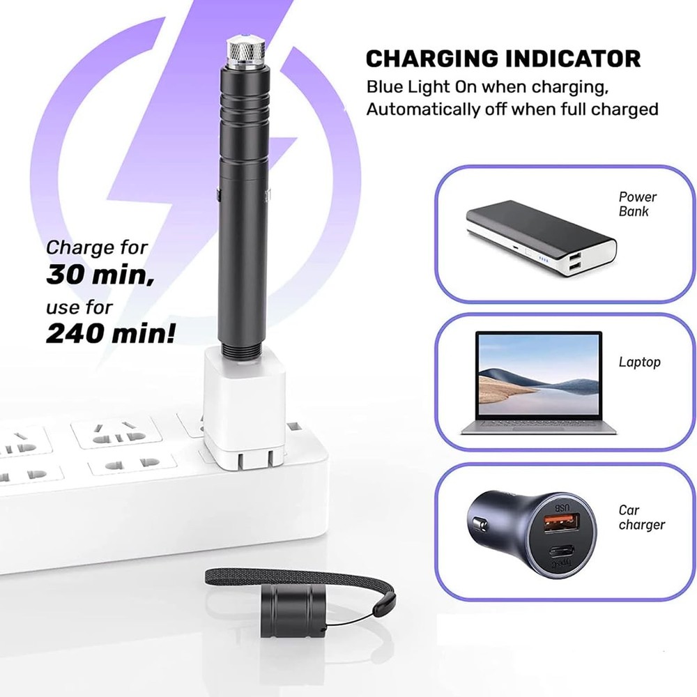 Purple Laser Pen Rechargeable USB Laser Pointer for Cat Toy Teaching