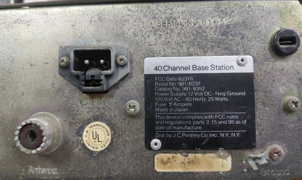 Jc penney 6237 40 Channel Base / mobile station Power Up ONLY Untested