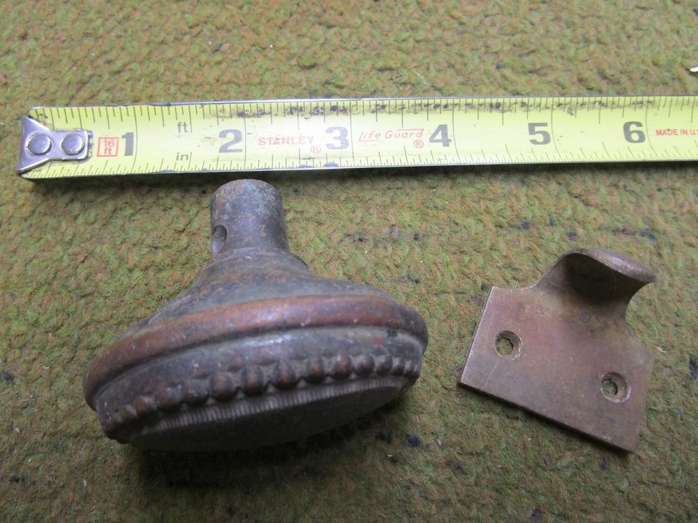 Vintage SINGLE Solid Brass Oval Doorknob with solid brass finger pull