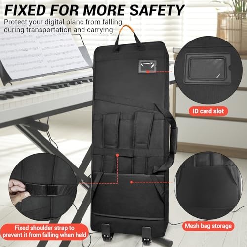 73/76 Key Keyboard Case with Wheels & Adjustable Shoulder Straps– Padded