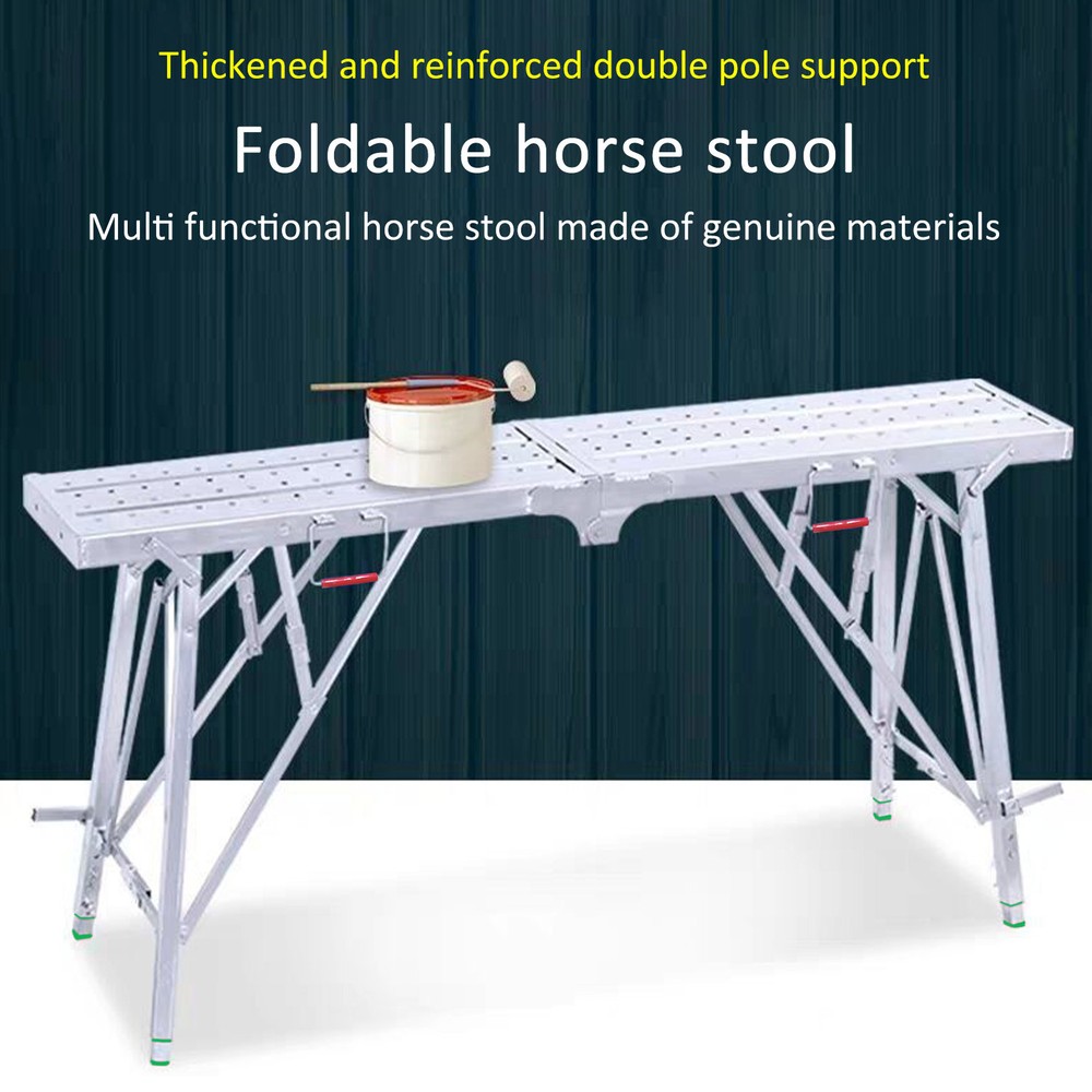 140 X 25cm Folding Scaffolding Platform Work Bench Scaffold Adjustable Height-