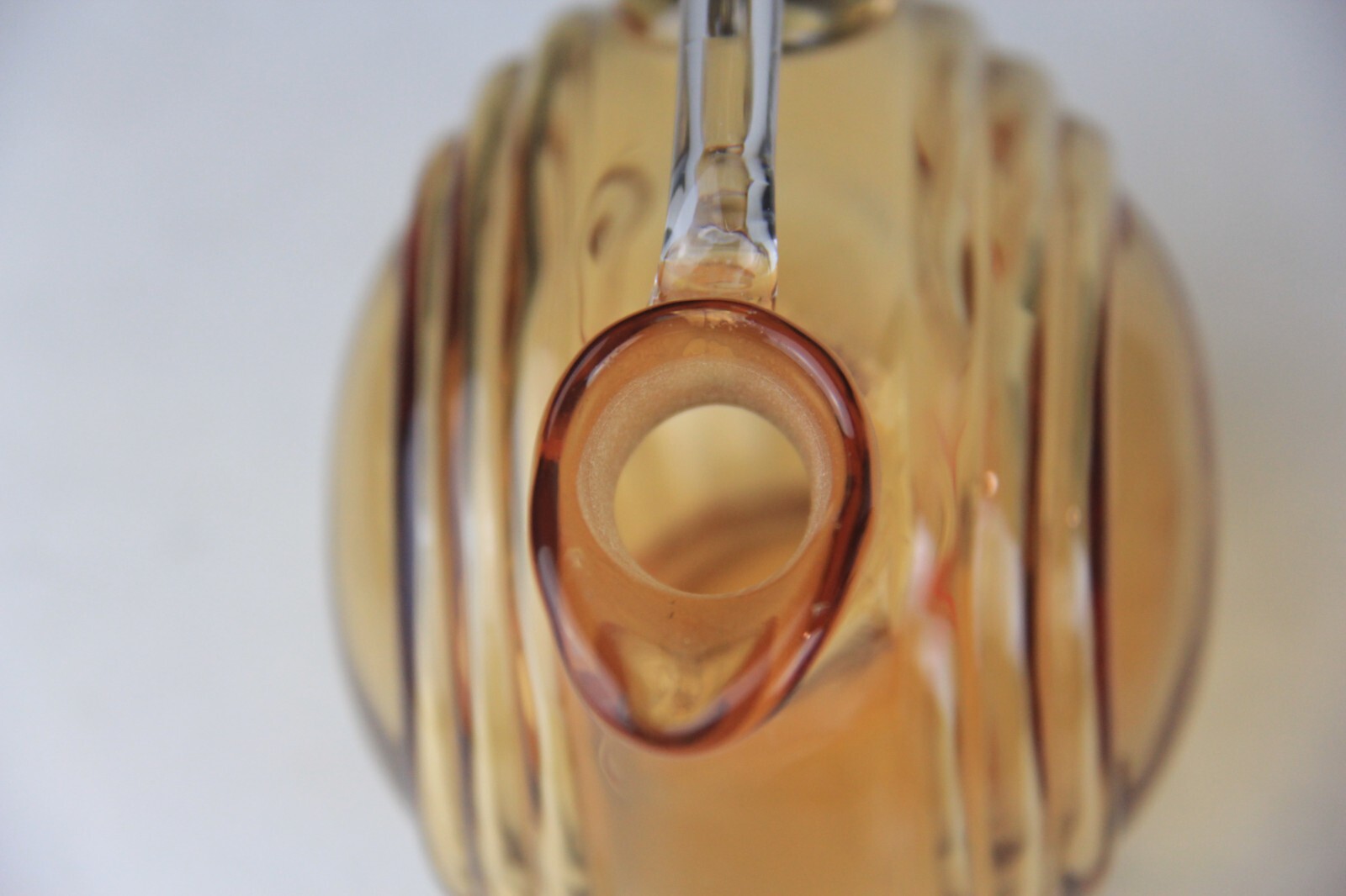 Scarce Cambridge Glass Amber Nautilus Decanter w/6 Small Cordials Tumblers