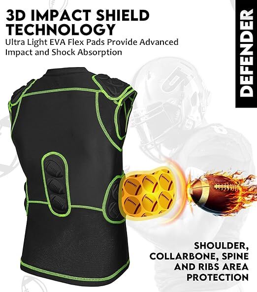 Exxact Sports Padded Football Compression Shirt for Adult Football Rib Protector