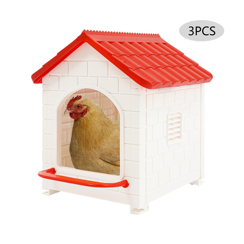 3 PCS Chicken Nesting Boxes Nesting Box with Nesting Pad for Laying Eggs Red