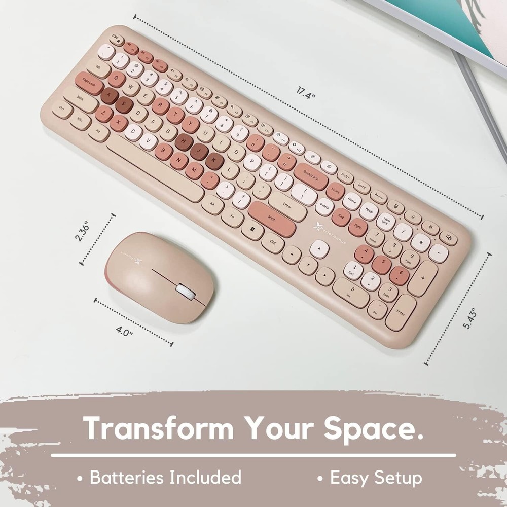 X9 Retro Typewriter Keyboard & Mouse - Brown Wireless Set for Modern Workspaces