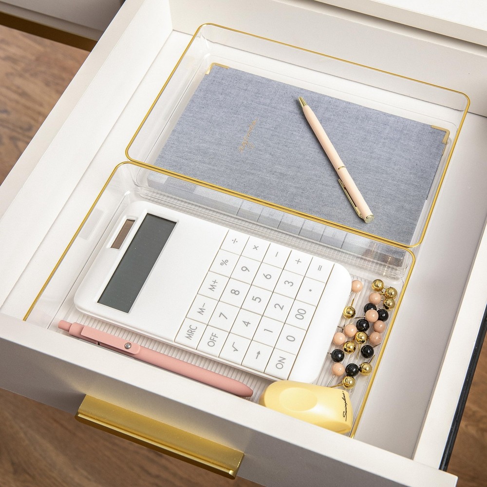 Kerry Plastic Stackable Office Desk Drawer Organizers, 9" x 6", 3 Pack, with ...