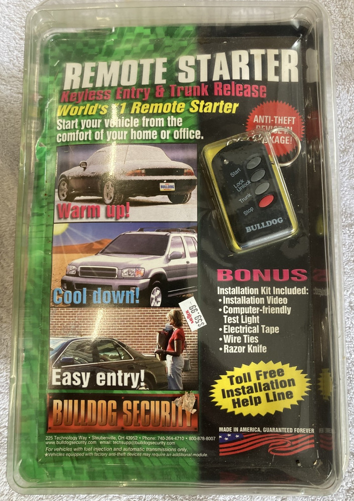 Bulldog RS102 Programmable Remote Car Starter Keyless Entry Trunk Release