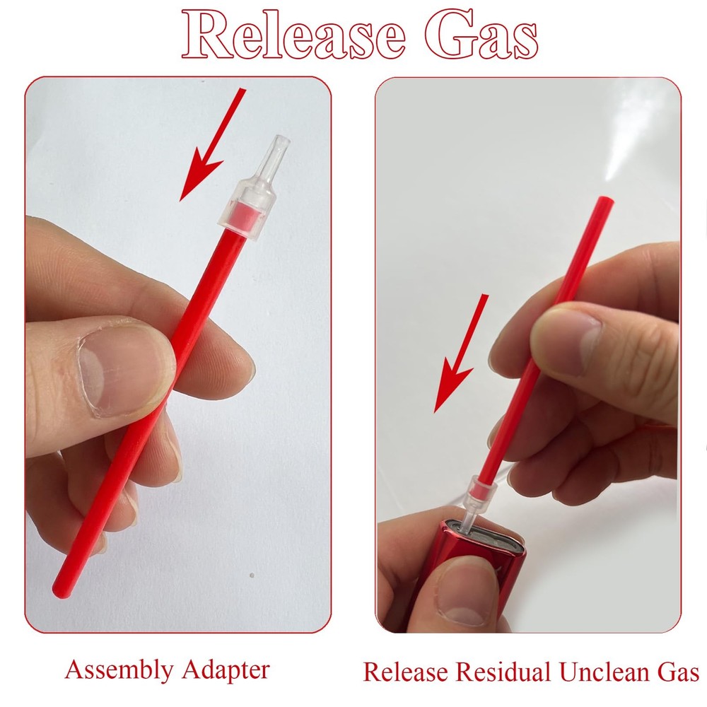 Butane Refill Adapter, 6 Types Nozzle Tips (3 Pcs Per Pack) for Refilling Red