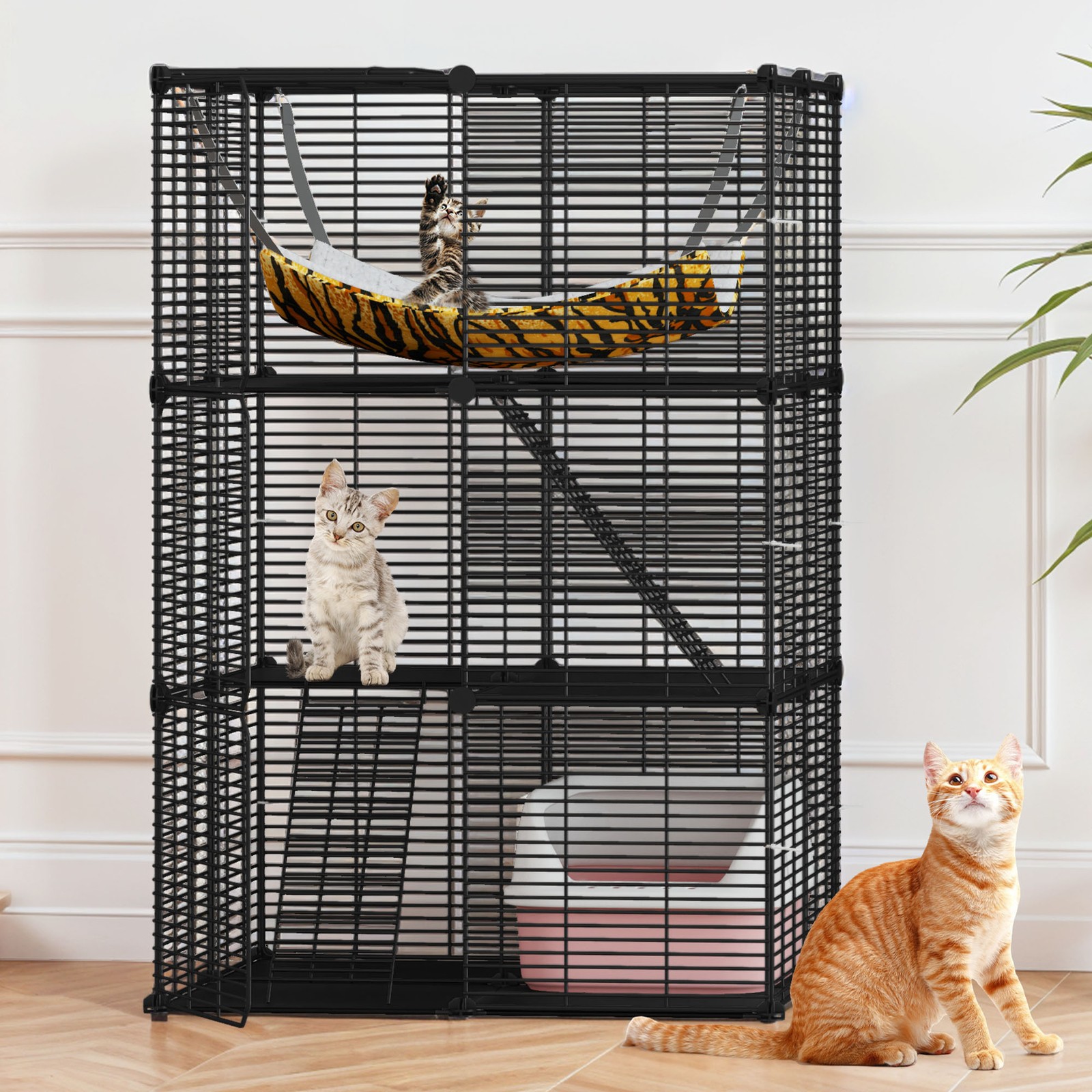 YINTATECH Cat Cage Indoor Enclosures DIY Cat Playpen Metal Kennel Large Hammock