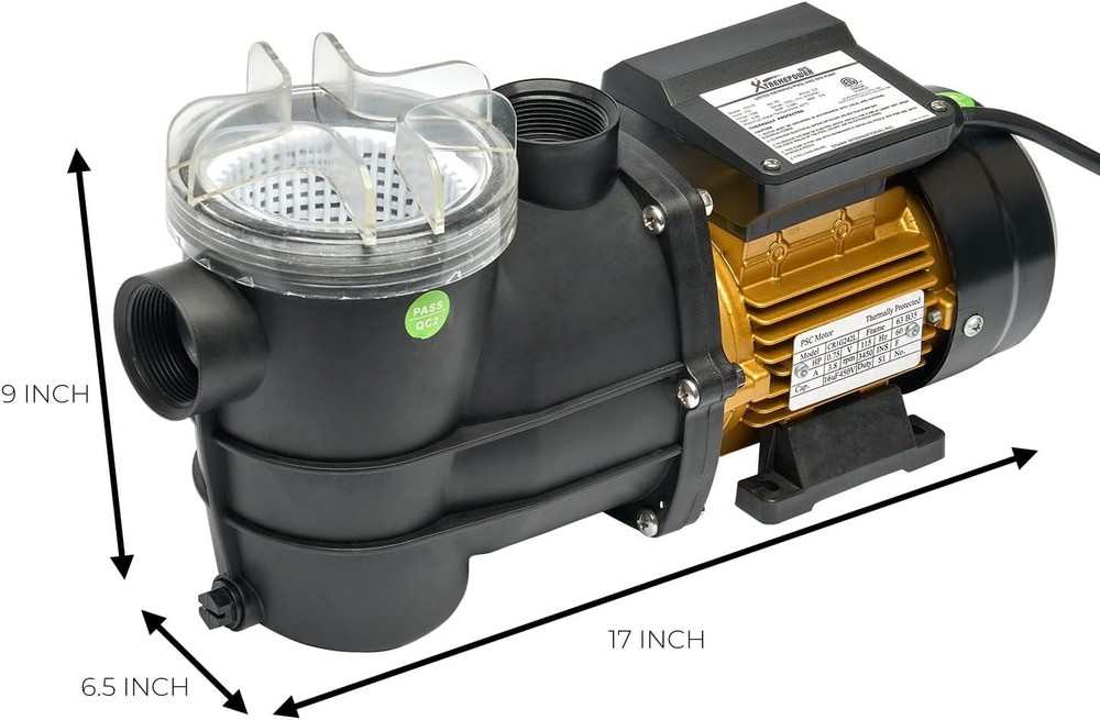 High Flow 2400GPH 3/4HP Self-Priming Pool Pump - Quiet & Efficient Circulation