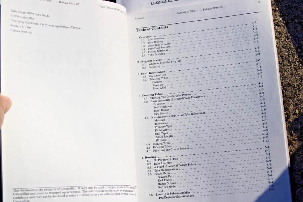 1995 Caterpillar Inc. Tubes Tube Design Structured Design User Doc. Computer