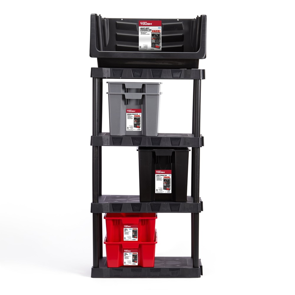 Heavy Duty Nesting Plastic Stack Bin, Black