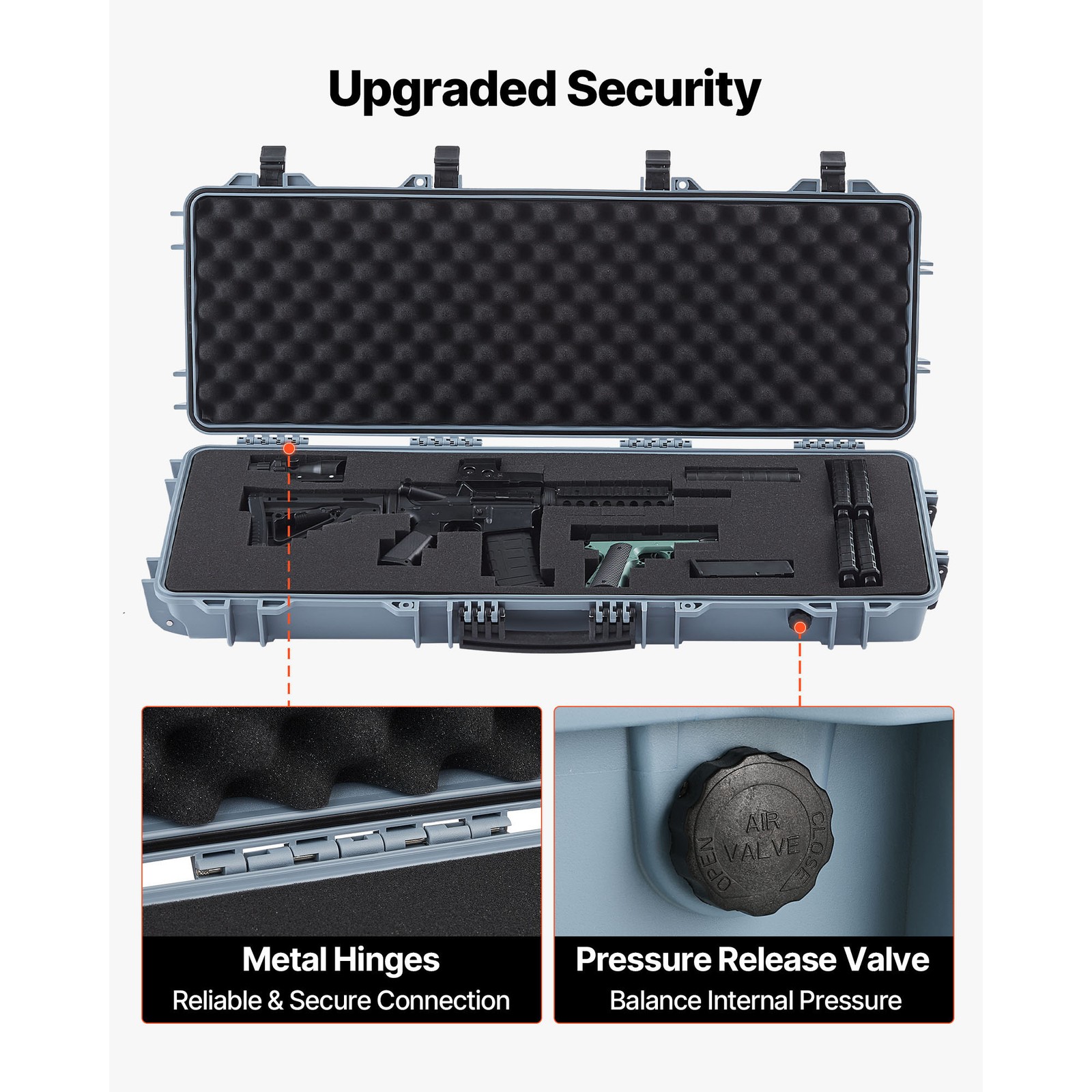 Uimoso Durable Hard Rifle Case with Waterproof Design &Customizable Foam Inserts